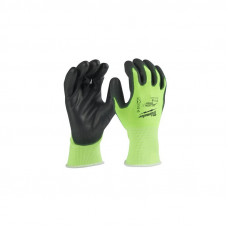 Cimdi ar gumijotu plaukstas pārklājumu Cut level A Hi-Vis 9 izm. Milwaukee