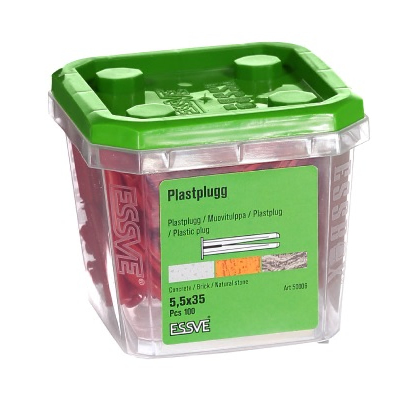 Plastmasas dībeļi 5,5x25 Sarkani iepak. 100 gb ESSVE