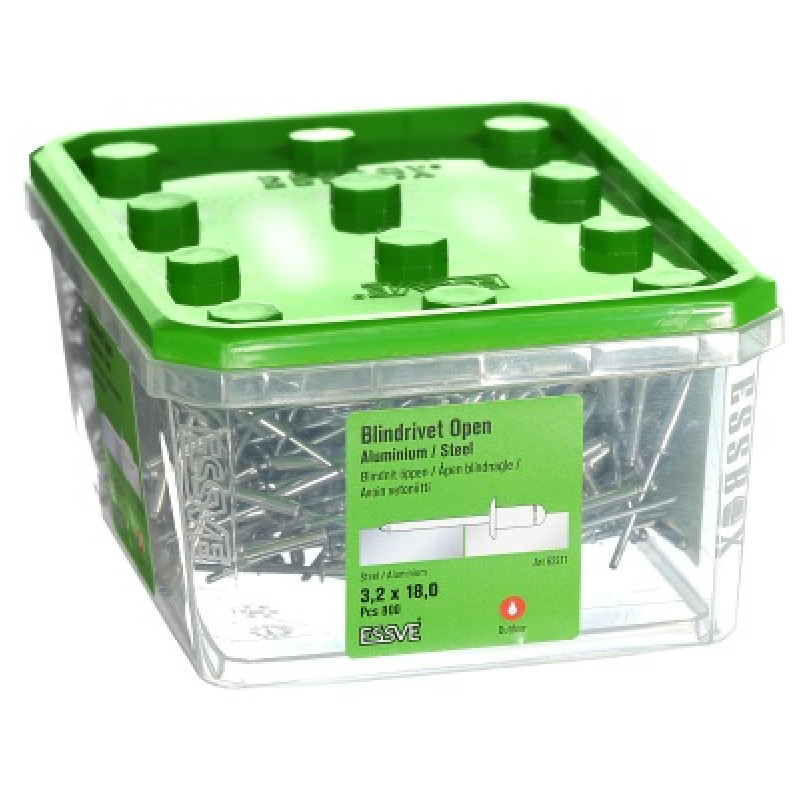 Kniede Al/St 3,2x18 izliekta galva iepak. 800gb ESSVE