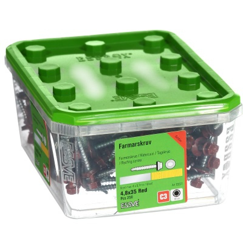 Jumta skrūve 4,8 x 35 sarkana iepak. 250gb ESSVE