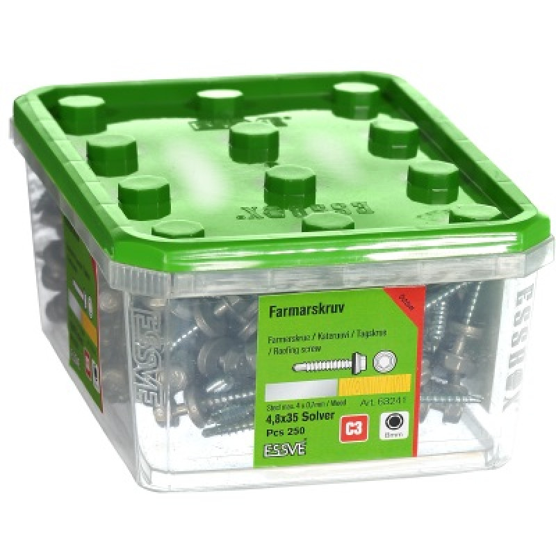 Jumta skrūve 4,8 x 35 sudraba iepak. 250gb ESSVE