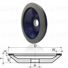 Dimanta slīpripa kausveida koniska 12A2-45 AC6 D- 150 mm 125/100 Poltava Diamond