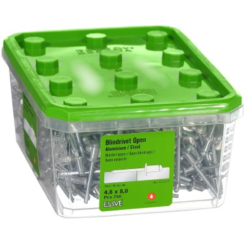 Kniede Al/St 4,8x8 izliekta galva iepak. 750gb ESSVE