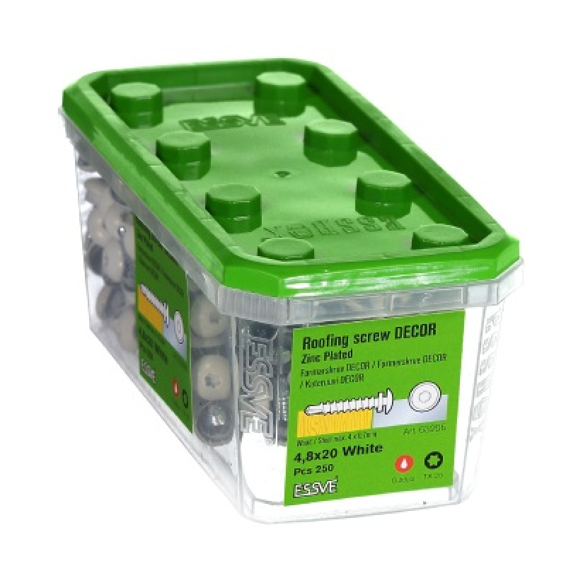 Jumta skrūve 4,8 x 20 TX25 balta iepak. 250gb ESSVE