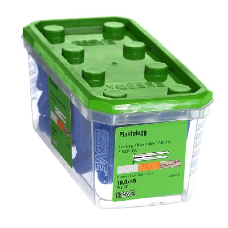 Plastmasas dībeļi 10x45 Zili iepak. 100 gb ESSVE