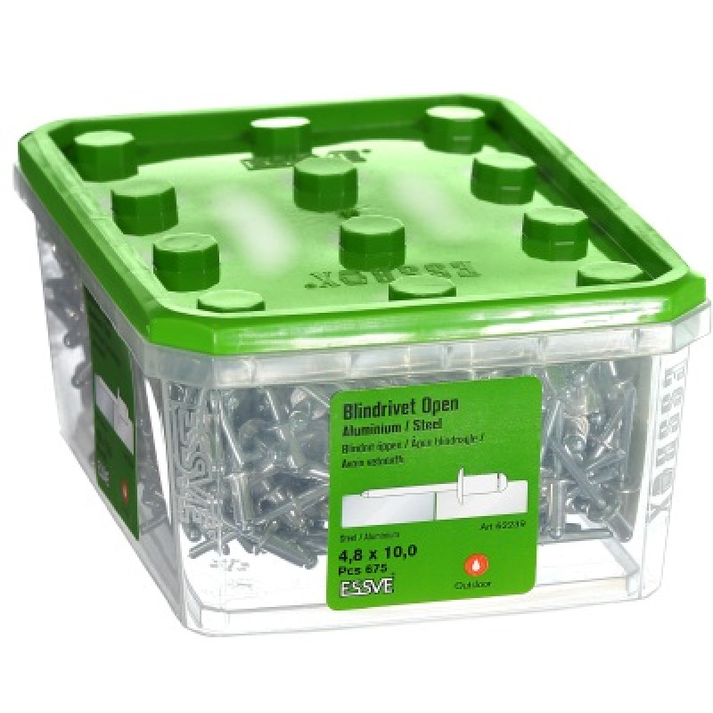 Kniede Al/St 4,8x10 izliekta galva iepak. 675gb ESSVE