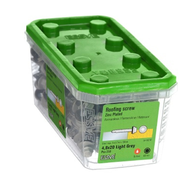 Jumta skrūve 4,8 x 20 gaiši pelēka iepak. 250gb ESSVE
