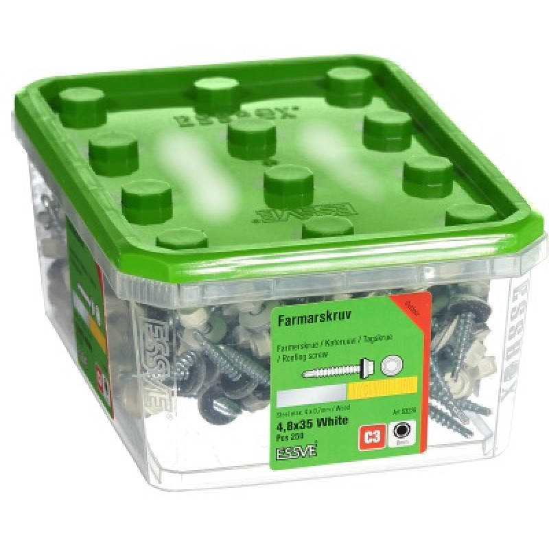 Jumta skrūve 4,8 x 35 balta iepak. 250gb ESSVE