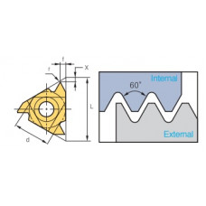 Iekšējo vītņu griešanas plāksnīte 60° A60 PC3030T Korloy
