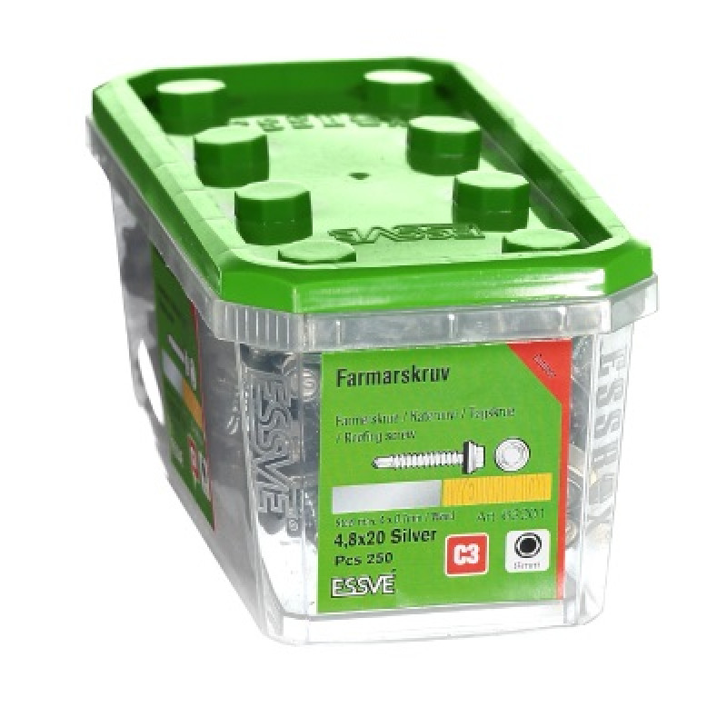 Jumta skrūve 4,8 x 20 sudraba  iepak. 250gb ESSVE