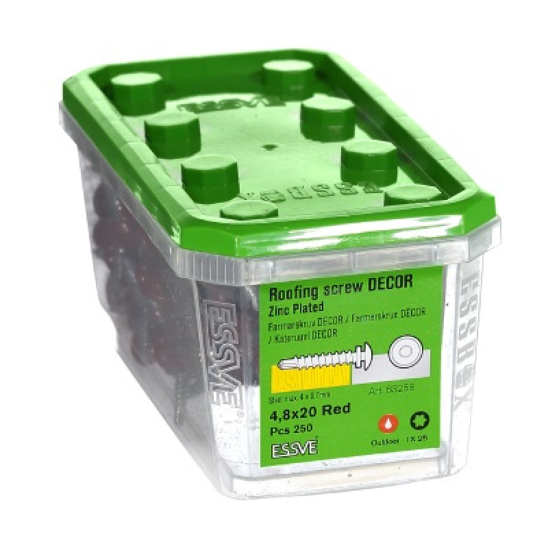Jumta skrūve 4,8 x 20 TX25 sarkana iepak. 250gb ESSVE