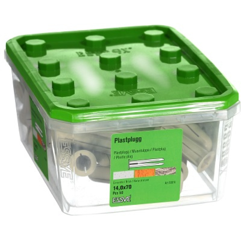 Plastmasas dībeļi 14x70 Pelēki iepak. 50 gb ESSVE