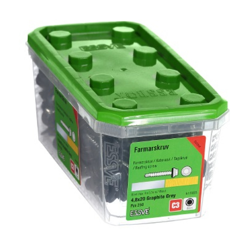 Jumta skrūve 4,8 x 20 grafīta iepak. 250gb ESSVE