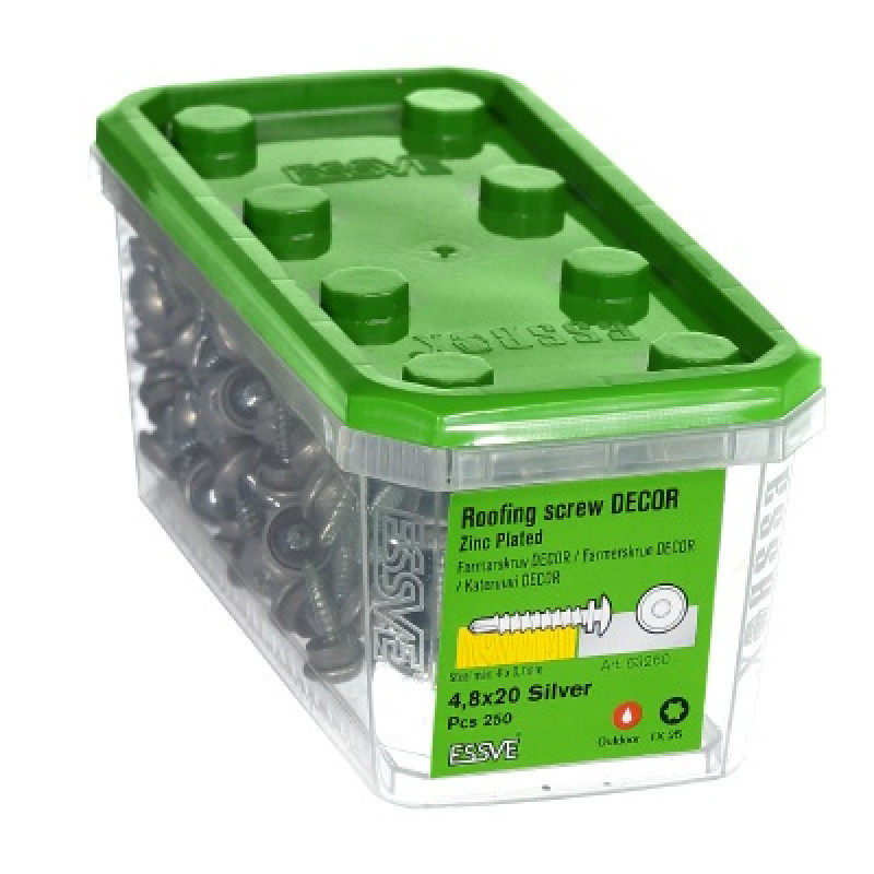 Jumta skrūve 4,8 x 20 TX25 sudraba iepak. 250gb ESSVE