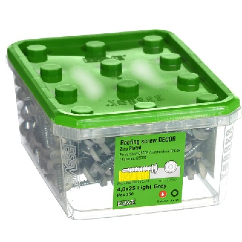 Jumta skrūve 4,8 x 35 TX25 gaiši pelēka iepak. 250gb ESSVE