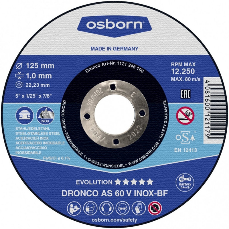 Griezējdisks 125x1,0x22,23 Evolution AS60V Osborn