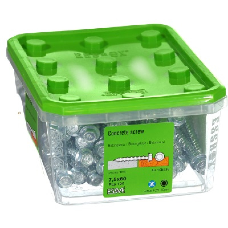 Skrūve betonam 7,5 x 80 Zn iepak. 100 gb ESSVE