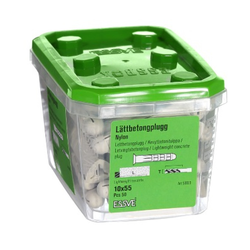 Vieglbetona dībeļi 10x55 iepak. 50 gb ESSVE