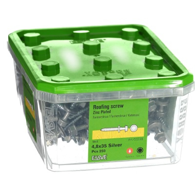 Jumta skrūve 4,8 x 35 sudraba iepak. 250gb ESSVE