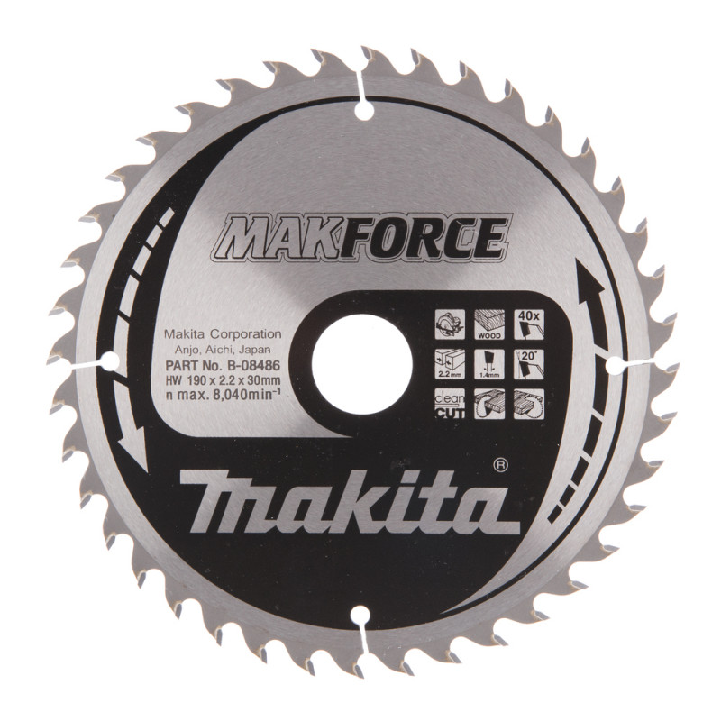 Zāģripa T.C.T. 190x2,2x30mm Z40 Makforce Makita