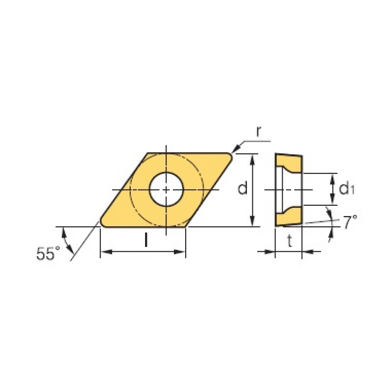 Rombveida plāksnīte DCMT11T304-C25 NC5330 Korloy