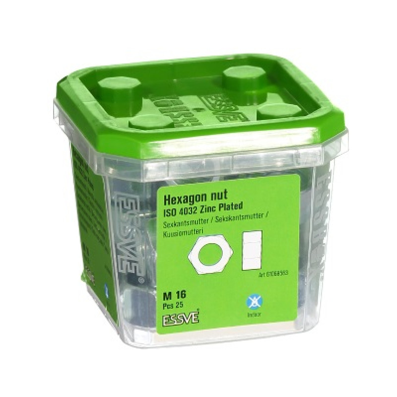 Uzgrieznis M16 DIN934 iepak. 25 gb ESSVE