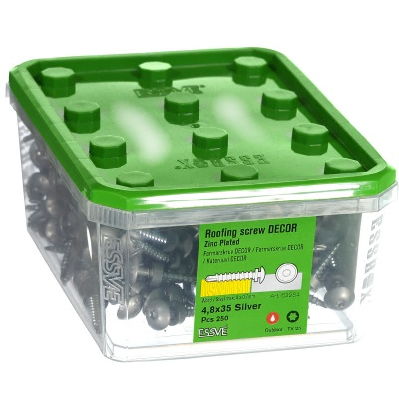 Jumta skrūve 4,8 x 35 TX25 sudraba iepak. 250gb ESSVE