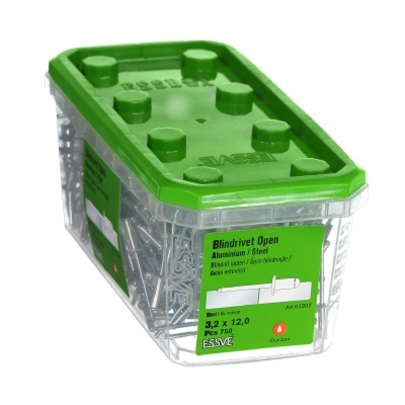 Kniede Al/St 3,2x12 izliekta galva iepak. 750gb ESSVE