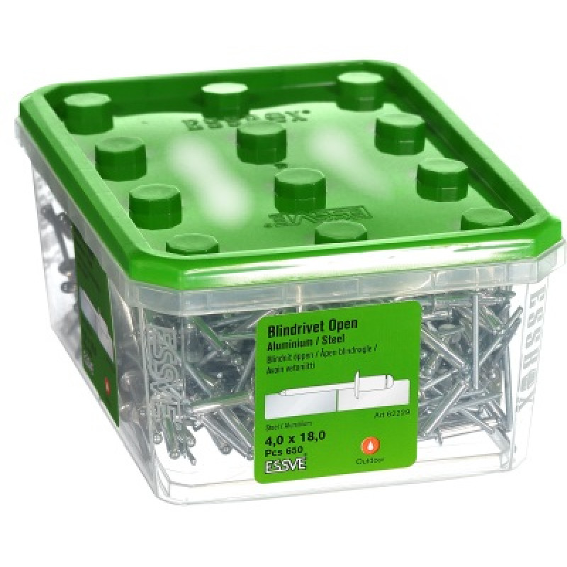 Kniede Al/St 4,0x18 izliekta galva iepak. 650gb ESSVE
