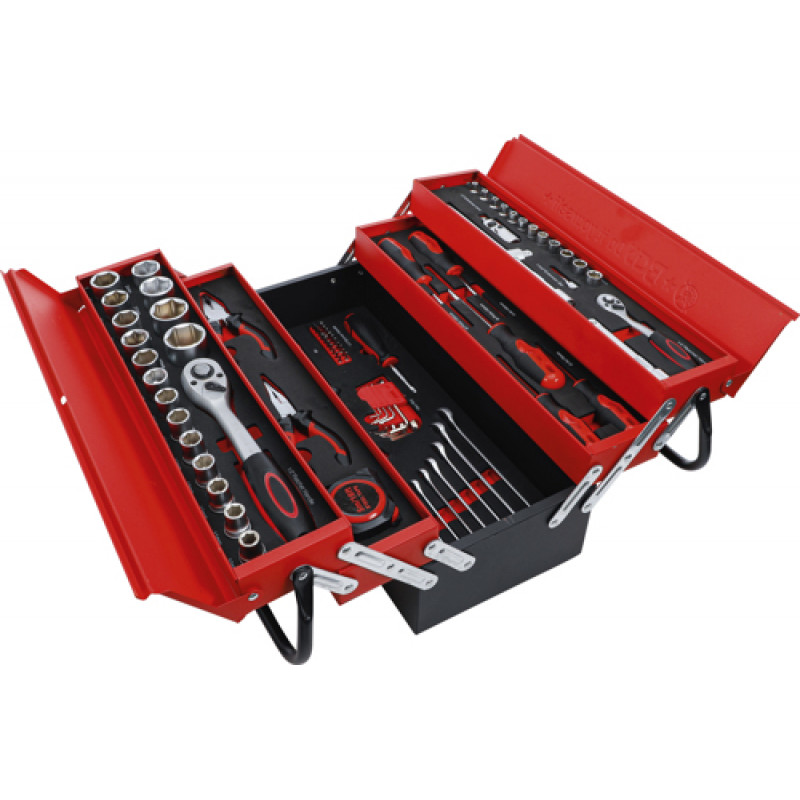 Instrumentu komplekts 1/4" + 1/2" metāla kastē 86gb BGS