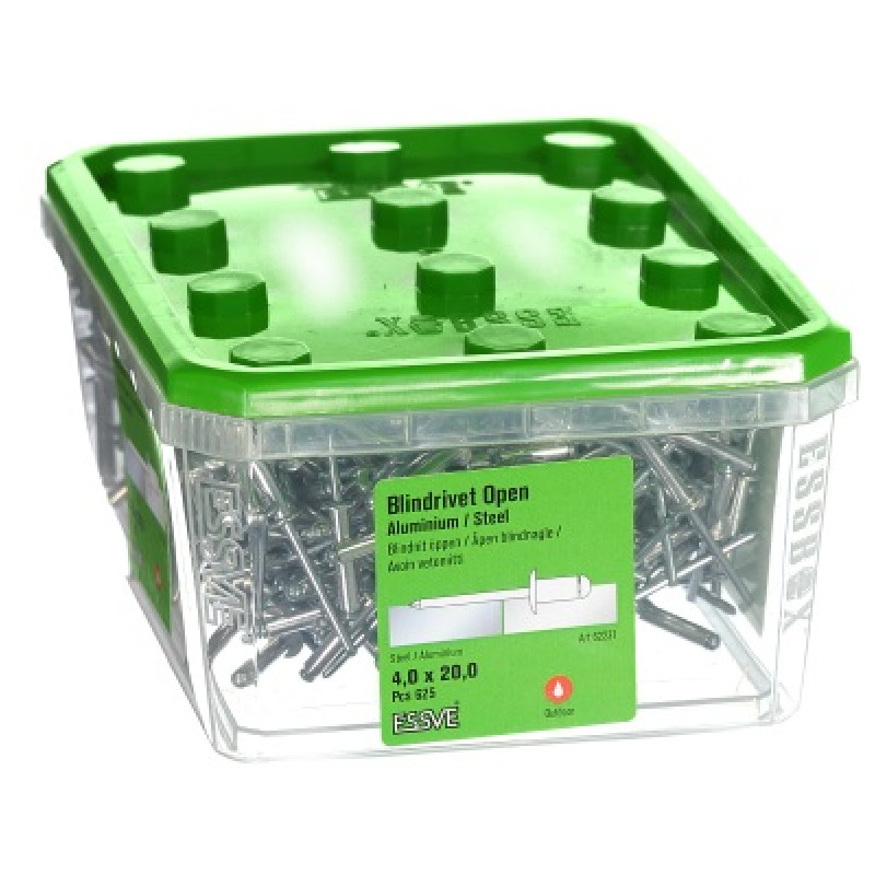 Kniede Al/St 4,0x20 izliekta galva iepak. 625gb ESSVE