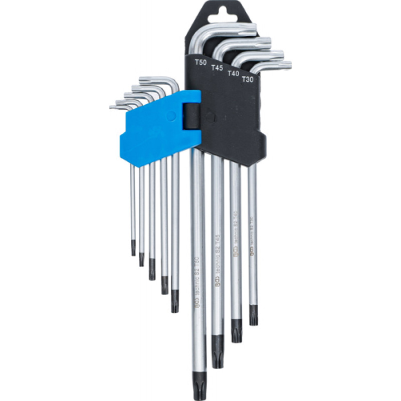 L-tipa Torx atslēgu komplekts T10 - T50 9gb ar centrālo caurumu BGS