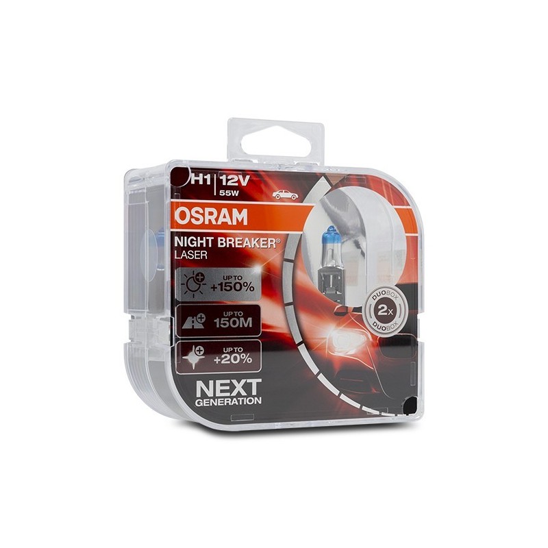 Spuldze priekšējā 12V H1 55W Night braker Laser +150% 2gb Osram