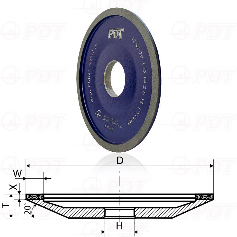 Dimanta slīpripa šķīvja tipa 12A2-20 AC6 D-150 mm 125/100 Poltava Diamond